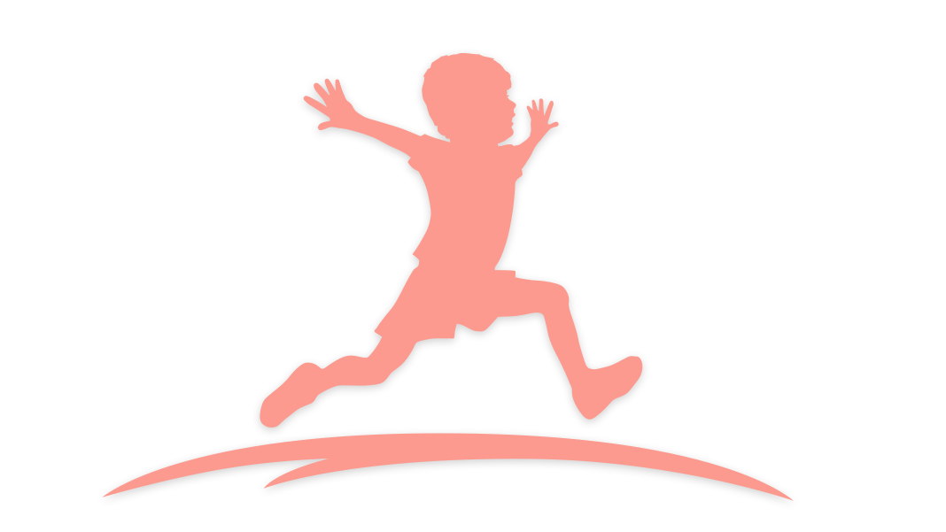 Das Logo von Siegersbusch Film. Die rosa Silhouette eines Jungen springt mit den Händen von sich gestreckt.